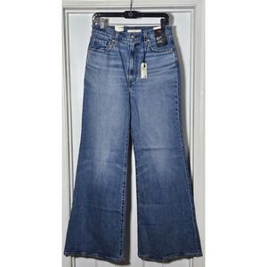 Levi's High Rise Ribcage Bell Flare Jeans  Size 29X32 Medium Blue Premium Denim